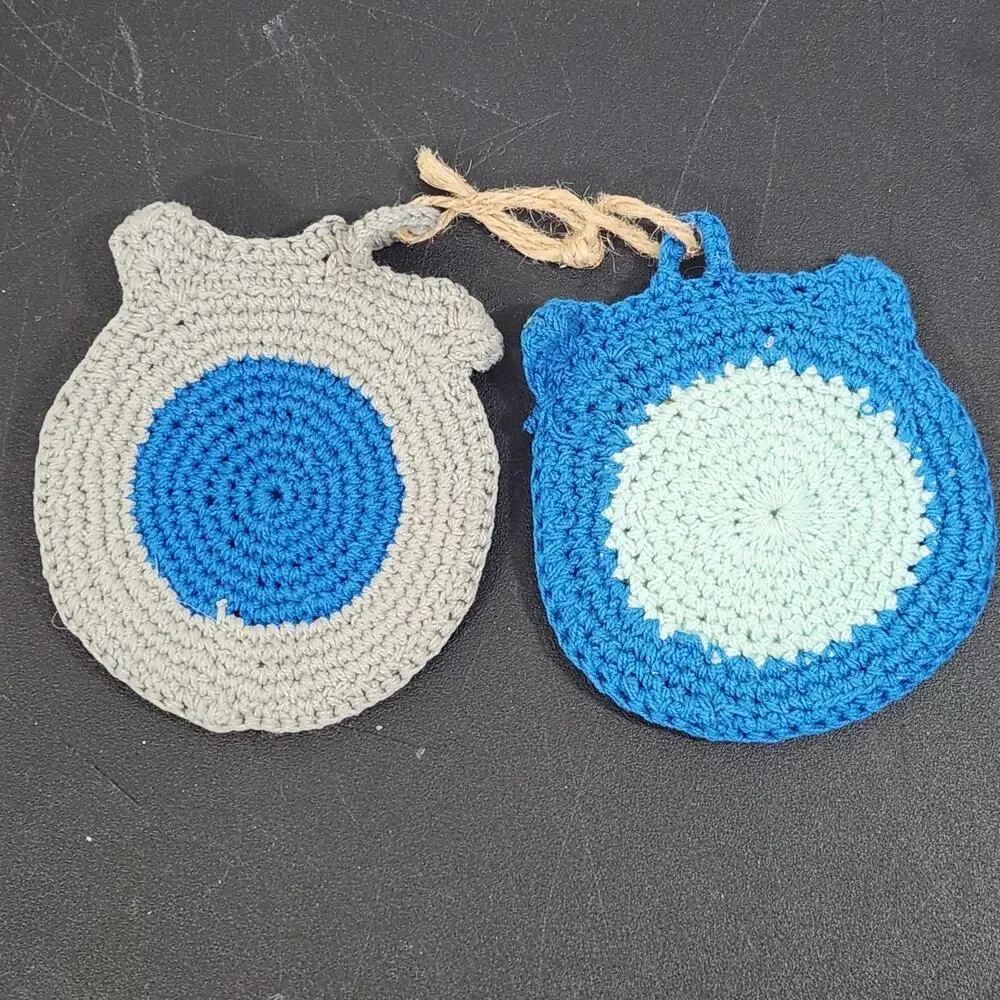 Vtg Handmade Owl Crocheted Cottage Decor Hot Pad Trivets Ornament Birds Grandma
